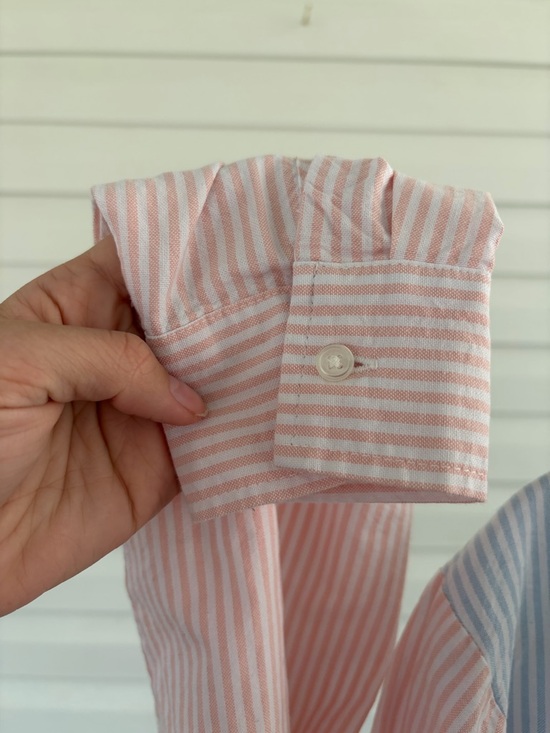 Arizona Jean Company Pastel Striped Cropped Button Up Preppy Coquette Shirt - Picture 4 of 5